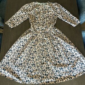 Batsheva Tan and Black Button up Floral Midi Dress